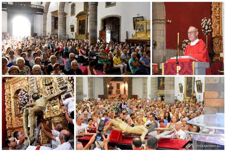 Momentos de la ceremonia de esta tarde-noche en la Basílica de Telde (Foto Antonio Alí)